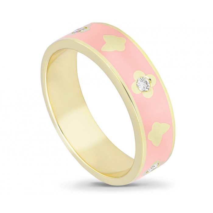 Anello Eden smaltato rosa con diamanti in oro 18Kt M5197AB1/SR Piero Milano Gioielli