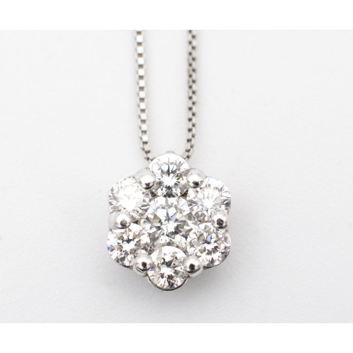 Pendente fiore punto luce diamanti Ct.0,68 in oro 18Kt - Dienneci Gioielli