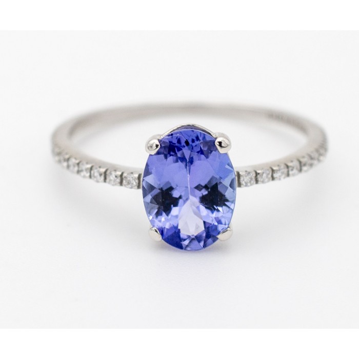 Anello Tanzanite e Diamanti ct. 0,10 in oro bianco 18Kt