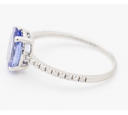 Anello Tanzanite e Diamanti ct. 0,10 in oro bianco 18Kt