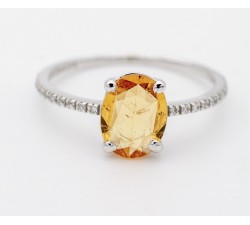 Anello Zaffiro Arancio e Diamanti ct. 0,10 in oro 18Kt