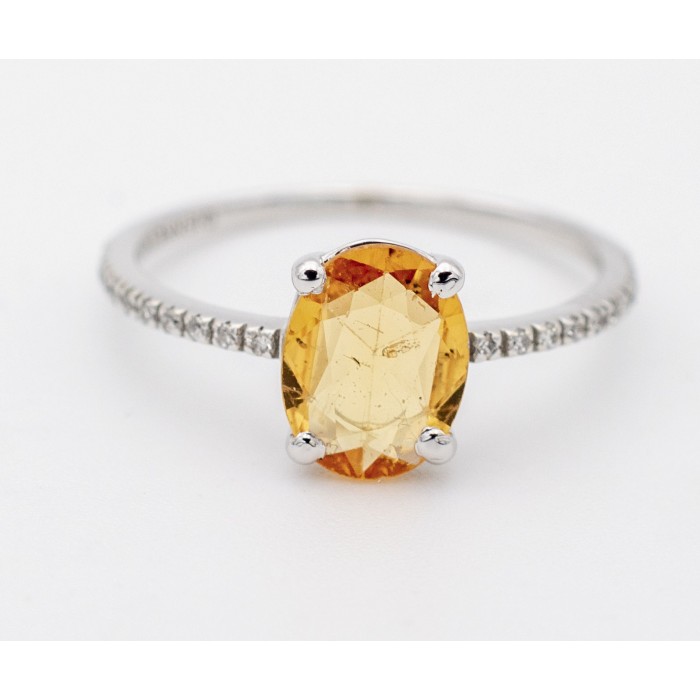 Anello Zaffiro Arancio e Diamanti ct. 0,10 in oro 18Kt