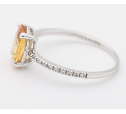 Anello Zaffiro Arancio e Diamanti ct. 0,10 in oro 18Kt