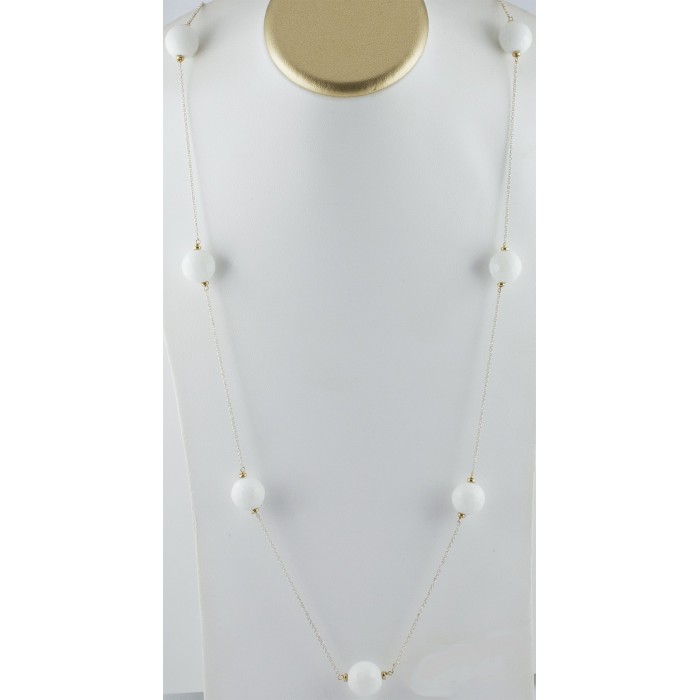 Collana lunga con agata bianca in argento 925