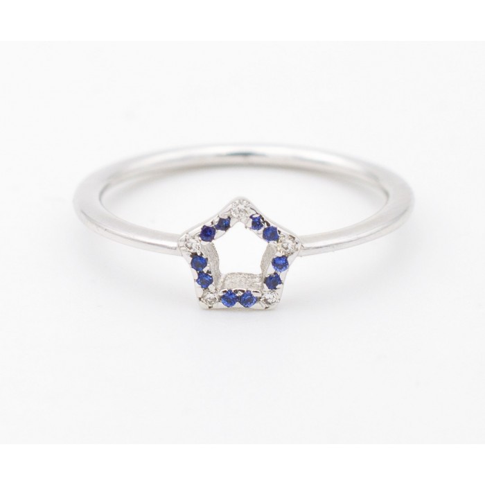 Anello stella zaffiri e diamanti in oro 18Kt - DIENNECI GIOIELLI