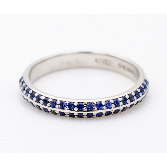 Anello Fedina con zaffiri blu Ct. 0,52 in oro 18Kt - DIENNECI GIOIELLI