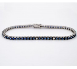 Bracciale Tennis Zaffiri Blu Ct. 4,00 e Bianchi Ct.0,28 in oro 18Kt