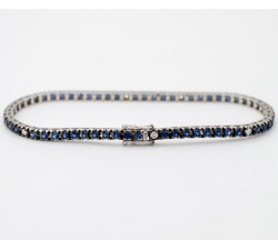 Bracciale Tennis Zaffiri Blu Ct. 4,00 e Bianchi Ct.0,28 in oro 18Kt