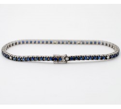 Bracciale Tennis Zaffiri Blu Ct. 4,00 e Bianchi Ct.0,28 in oro 18Kt