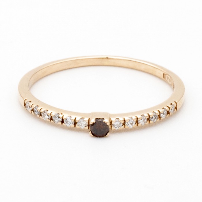 Anello Fedina diamante brown Ct.0,04 e diamanti Ct. 0,10 in oro rosa 18Kt - DIENNECI GIOIELLI