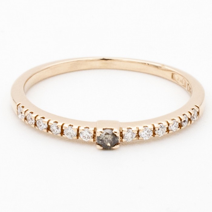 Anello Fedina diamante light brown Ct.0,04 e diamanti Ct. 0,10 in oro rosa 18Kt - DIENNECI GIOIELLI
