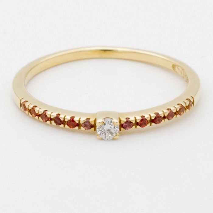 Anello Fedina zaffiri Ct. 0,10 e diamante ct.0,04 in oro giallo 18Kt - DIENNECI GIOIELLI