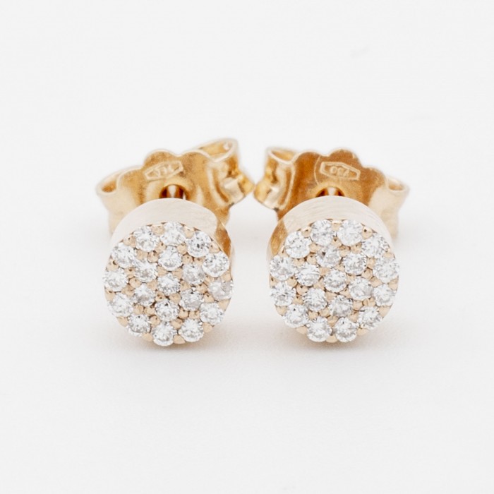 Orecchini a lobo bottone pavè diamanti Ct.0,23 in oro rosa 18Kt Orecchini a lobo bottone pavè diamanti Ct.0,23 in oro rosa 18Kt