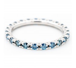 Fedina eternity con diamanti blu in oro bianco 18Kt