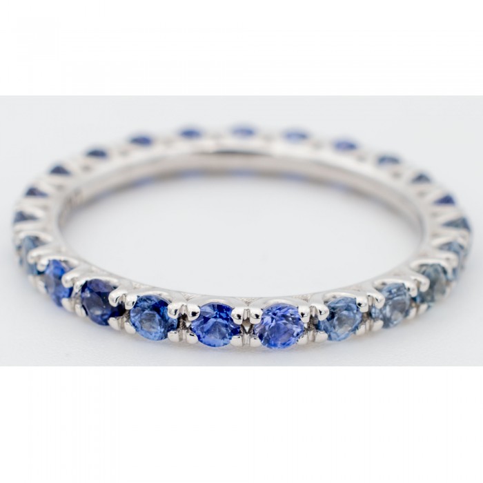 Anello Fedina eternity con zaffiri blu in oro bianco 18Kt - DIENNECI GIOIELLI