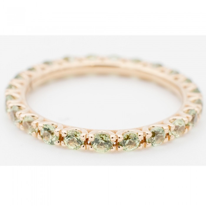 Anello Fedina eternity con zaffiri verdi in oro rosa 18Kt - DIENNECI GIOIELLI