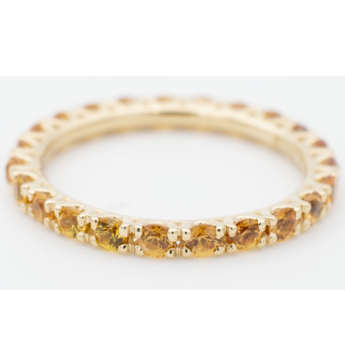 Anello Fedina eternity con zaffiri arancio in oro giallo 18Kt - DIENNECI GIOIELLI