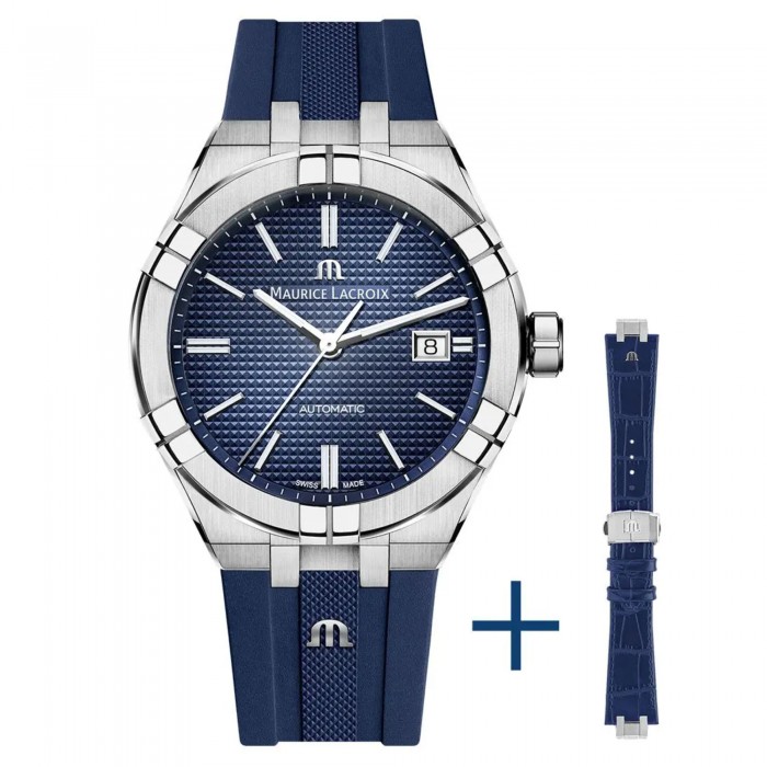 Maurice Lacroix AIKON Automatic Blu 42mm AI6008-SS00B-430-4 Doppio cinturino pelle Maurice Lacroix AIKON Automatic Blu 42mm AI6008-SS00B-430-4 Doppio cinturino pelle