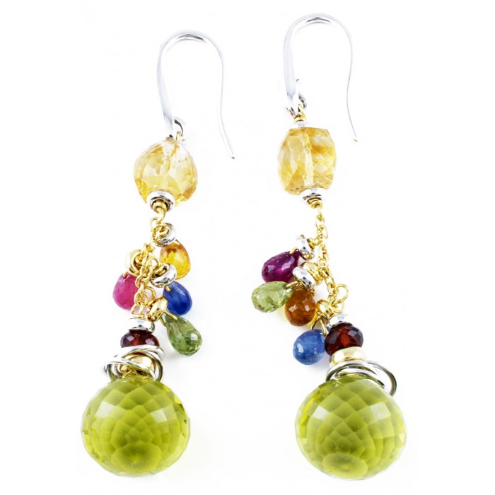 Orecchini in oro 18Kt zaffiri e quarzi collezione Bandol - DIENNECI GIOIELLI