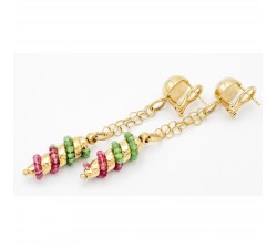 Orecchini pendenti con smeraldi e rubini in oro giallo 18kt