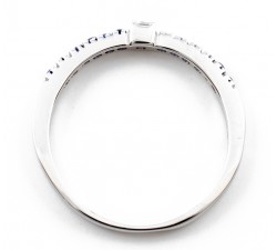 Anello Fedina zaffiri blu con diamante in oro 18Kt - DIENNECI GIOIELLI