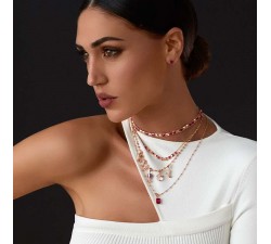 Collana Rosato con zirconi rubino in argento 925 Collezione Cubica RZCU66