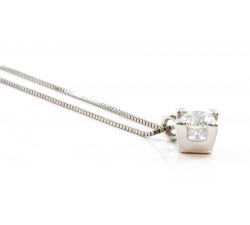 Girocollo pendente solitario diamante Ct.0,25 F VS2 punto luce in oro 18Kt