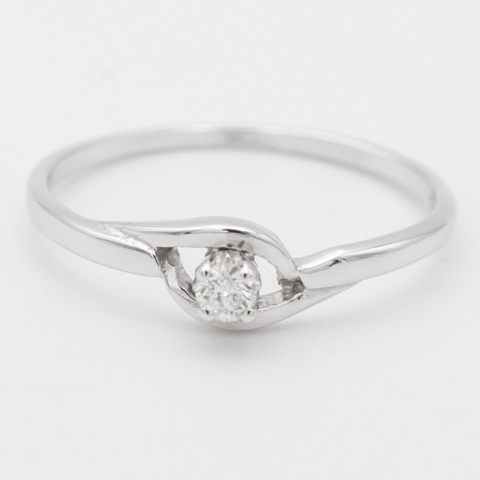 Anello solitario diamante Ct. 0,075 in oro bianco 18Kt - DIENNECI GIOIELLI