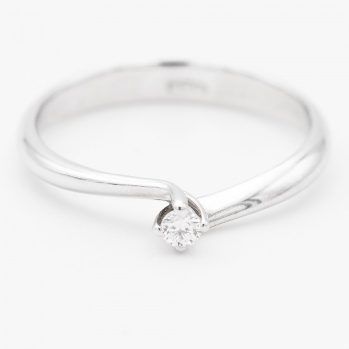 Anello solitario diamante Ct. 0,05 in oro bianco 18Kt - DIENNECI GIOIELLI