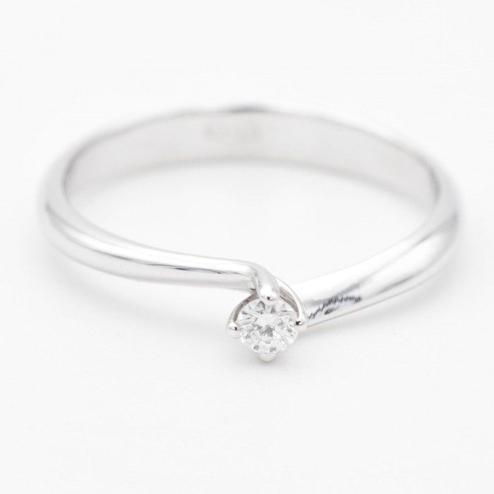 Anello solitario diamante Ct. 0,07 in oro bianco 18Kt - DIENNECI GIOIELLI