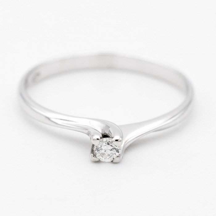 Anello solitario diamante Ct. 0,08 in oro bianco 18Kt - DIENNECI GIOIELLI