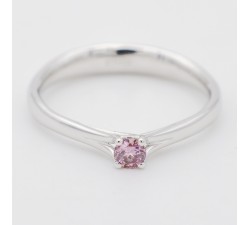 Anello solitario diamante rosa Ct. 0,10 in oro bianco 18Kt AD018