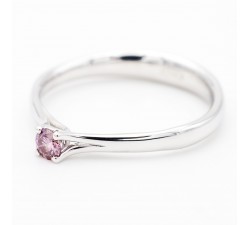 Anello solitario diamante rosa Ct. 0,10 in oro bianco 18Kt AD018