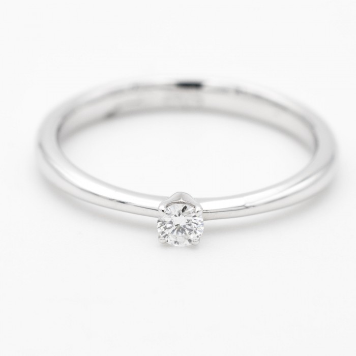 Anello solitario dritto diamante Ct. 0,08 in oro bianco 18Kt - DIENNECI GIOIELLI
