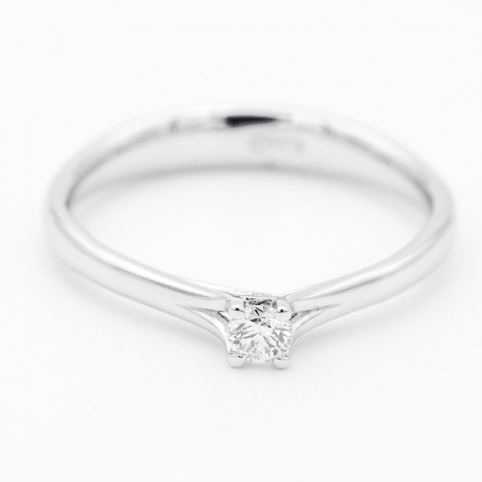 Anello solitario diamante Ct. 0,08 in oro bianco 18Kt - DIENNECI GIOIELLI