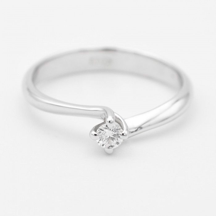 Anello solitario diamante Ct. 0,10 in oro bianco 18Kt - DIENNECI GIOIELLI