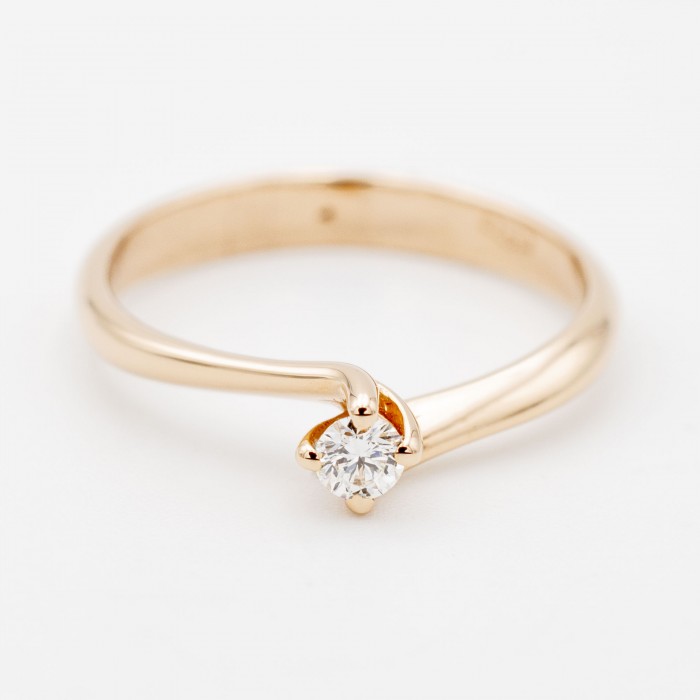 Anello solitario diamante Ct. 0,10 in oro rosa 18Kt - DIENNECI GIOIELLI