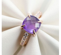 Anello Ametista e zirconi in oro 18Kt - DIENNECI GIOIELLI